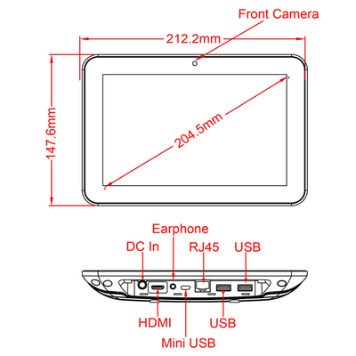 La FCC certificó 8Inch todo en una CPU de la tableta RK3288 de Android con POE USB OTG