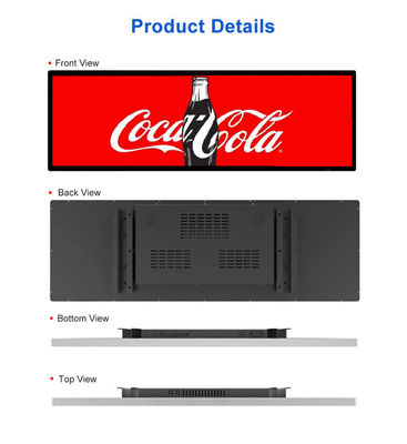 24 pulgadas de resolución ultra ancha de tipo de barra extendida de publicidad LCD La opción perfecta para el comercio minorista de estantes de supermercados