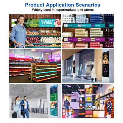 24 pulgadas de resolución ultra ancha de tipo de barra extendida de publicidad LCD La opción perfecta para el comercio minorista de estantes de supermercados