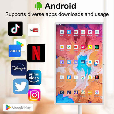 24 pulgadas Stand By Me TV Indoor Android 12 Publicidad Digital Signage Portable Smart TV de pie en el suelo