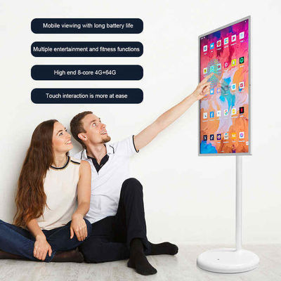 24 pulgadas Stand By Me TV Indoor Android 12 Publicidad Digital Signage Portable Smart TV de pie en el suelo