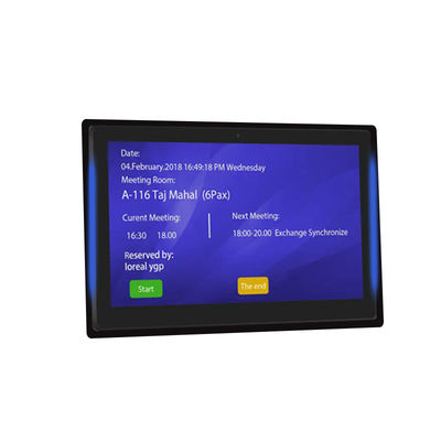 10.1 pulgadas RK3399 2+16GB Tableta de sala de conferencias montada en la pared NFC POE Sistema de reserva de sala de reuniones con luz de ambos lados