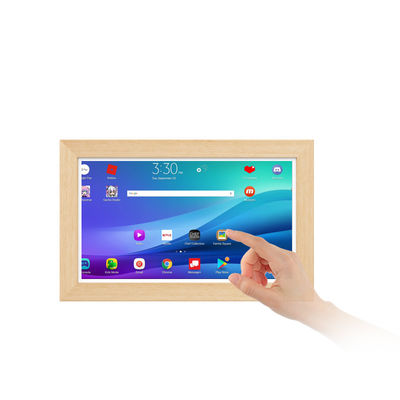 Tableta publicitaria de 15.6 pulgadas RK3568 4+32GB, montada en la pared, con pantalla táctil NFC POE, marco de madera para negocios, tableta Android 14