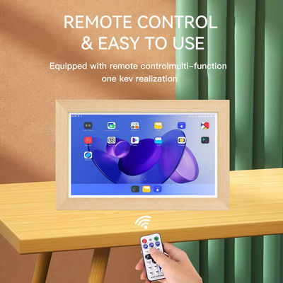 Tableta Android de 21.5 pulgadas RK3588 con marco de madera, POE, NFC, para montaje en pared, para uso publicitario