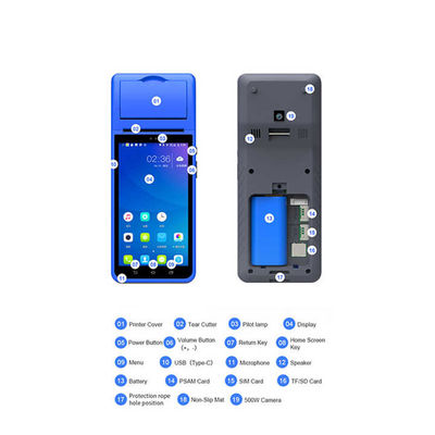 Terminal de pago móvil inteligente NFC 5.5 pulgadas Máquina de envío portátil terminal inteligente portátil inteligente con impresora de cámara