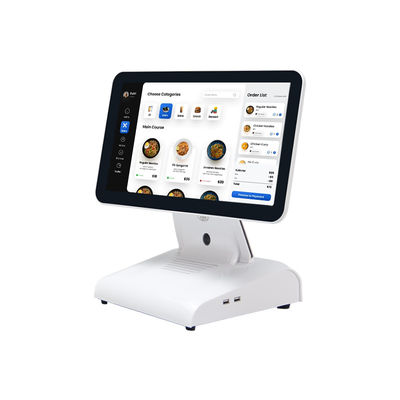 15 pulgadas N2840 Máquina POS de escritorio Restaurante POS Terminal 2 + 32GB Sistema POS todo en uno con pantalla del cliente
