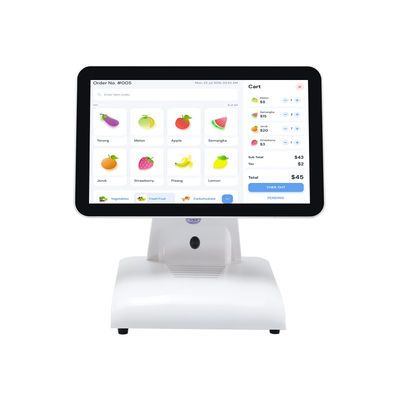 15 pulgadas N2840 Máquina POS de escritorio Restaurante POS Terminal 2 + 32GB Sistema POS todo en uno con pantalla del cliente