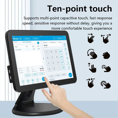 15.6 pulgadas de pantalla táctil de escritorio POS Terminal N2840 2 + 32 GB de caja registradora con escáner