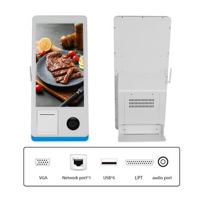 Restaurante de autoservicio Quiosco de pedidos Win 8+128GB Quiosco de pago de autoservicio con impresora Nfc QR Code Scanner