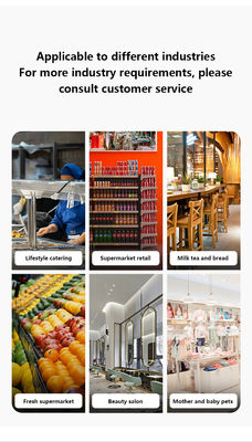14 pulgadas pantalla táctil doble Windows7 Pos caja registradora i3 Cpu 4 + 64GB Terminal de escritorio POS con impresora, teclado, escáner