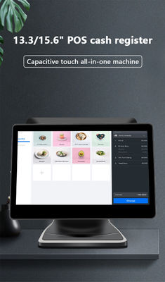 13.3/15.6 pulgadas de pantalla táctil doble Sistema POS I3 Sistema Win Terminal POS de tiendas minoristas con base plegable