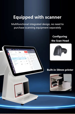 Sistema POS de comida rápida de 15.6 "Todo en una pantalla táctil Registro de caja Sistema de visualización de la cocina Impresora de pedidos NFC Terminal de pago QR