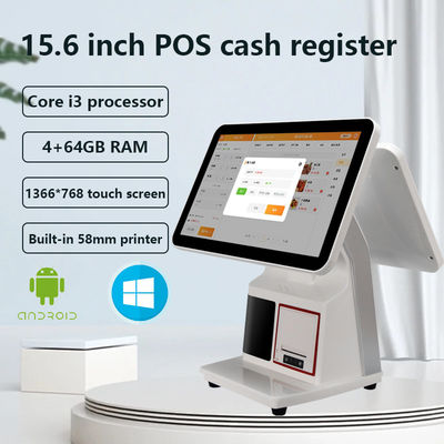 Dispositivo POS Android con pantalla táctil dual de 15.6 pulgadas para facturación Epos y caja registradora todo en uno