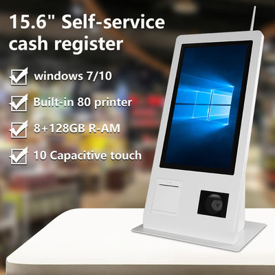 Máquina TPV de autoservicio de 15,6" con sistema operativo Windows 10, pantalla táctil, escáner, impresora, lector NFC y lector de código QR