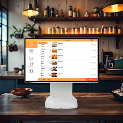 Máquina POS de caja registradora de Win Diseño de plástico de estilo simple y pantalla doble de 15,6 pulgadas todo en uno para Win