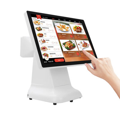 Máquina POS de caja registradora de Win Diseño de plástico de estilo simple y pantalla doble de 15,6 pulgadas todo en uno para Win