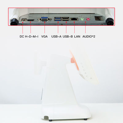 Máquina POS de caja registradora de Win Diseño de plástico de estilo simple y pantalla doble de 15,6 pulgadas todo en uno para Win