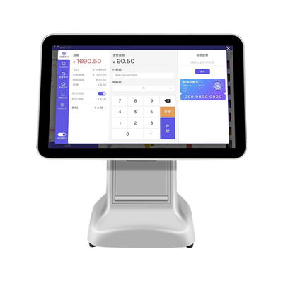 Terminal de efectivo para productos de 15.6 pulgadas Android POS Todo en uno Mini caja registradora de supermercado con salida de impresora a color