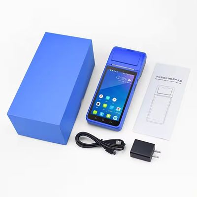 Sistema de punto de venta Android portátil de 5.5" Máquina registradora con pantalla táctil Terminal POS móvil WiFi USB NFC Pago para minoristas Azul