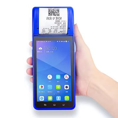 Sistema de punto de venta Android portátil de 5.5" Máquina registradora con pantalla táctil Terminal POS móvil WiFi USB NFC Pago para minoristas Azul