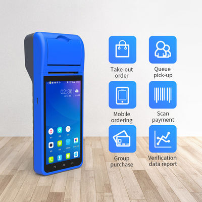 Sistema de punto de venta Android portátil de 5.5" Máquina registradora con pantalla táctil Terminal POS móvil WiFi USB NFC Pago para minoristas Azul