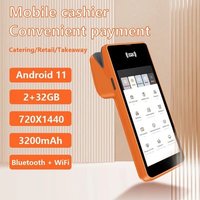 Android 11 Terminal POS portátil de 5,45 pulgadas con impresora térmica de 58 mm Conectividad USB NFC WiFi y memoria de 32 GB / 64 GB Mejor