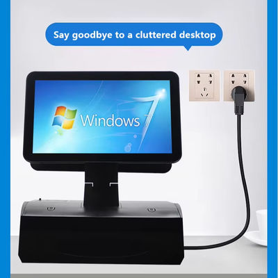 15.6 pulgadas de pantalla táctil doble todo en un sistema POS con cajón de efectivo y construido en la impresora de 58 mm 2 GB de RAM Supermercado
