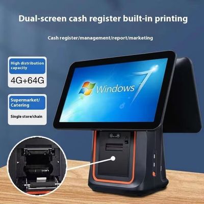 Máquina de facturación para restaurantes minoristas de 15.6 pulgadas con sistema POS de doble pantalla con sistema operativo Windows y Android POS