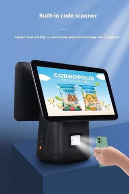 Máquina de facturación para restaurantes minoristas de 15.6 pulgadas con sistema POS de doble pantalla con sistema operativo Windows y Android POS