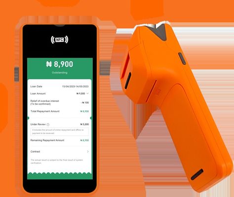 5.45 pulgadas portátil de mano Pos Machine Smart NFC Terminal de pago móvil Sistema Orange Pos con impresora de cámara