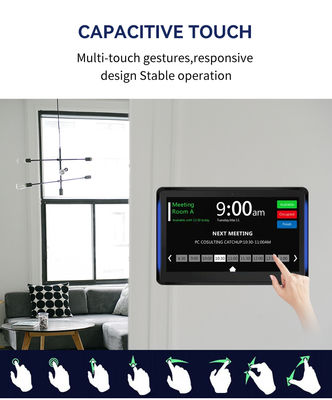 Tableta PC Android para empresas montada en la pared de 101 pulgadas con pantalla de programación de conferencias con barra de luces LED