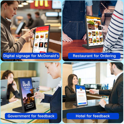 15.6 pulgadas NFC Retail Tablet Rockchip quad core Tablet Android en forma de L Restaurante otros