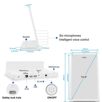 Tableta de escritorio Android de 13,3 pulgadas en forma de L RK3568, quiosco comercial POE, pedidos en restaurantes y otros usos