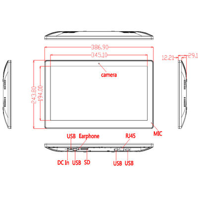 15.6 pulgadas Ultra delgado todo en uno pantalla táctil PC con 8GB ROM WiFi RJ45 y PoE