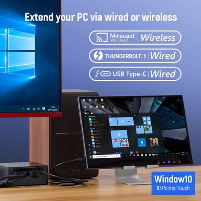 1080p 5ms Monitor de pantalla táctil por USB, Monitor de pantalla táctil inalámbrica de 11 mm Para PC