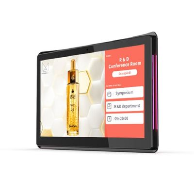 Tableta Android de 10.1 pulgadas montada en pared con NFC y PoE y barra de luz LED para salas de reuniones