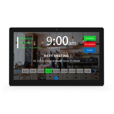 Tableta Android de 10.1 pulgadas montada en pared con NFC y PoE y barra de luz LED para salas de reuniones