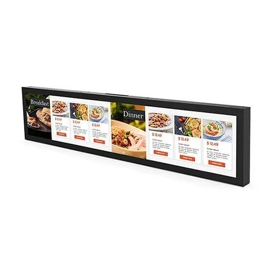 Máquina de publicidad de tipo barra de 19 pulgadas montada en la pared 1920x360 Tablet Android