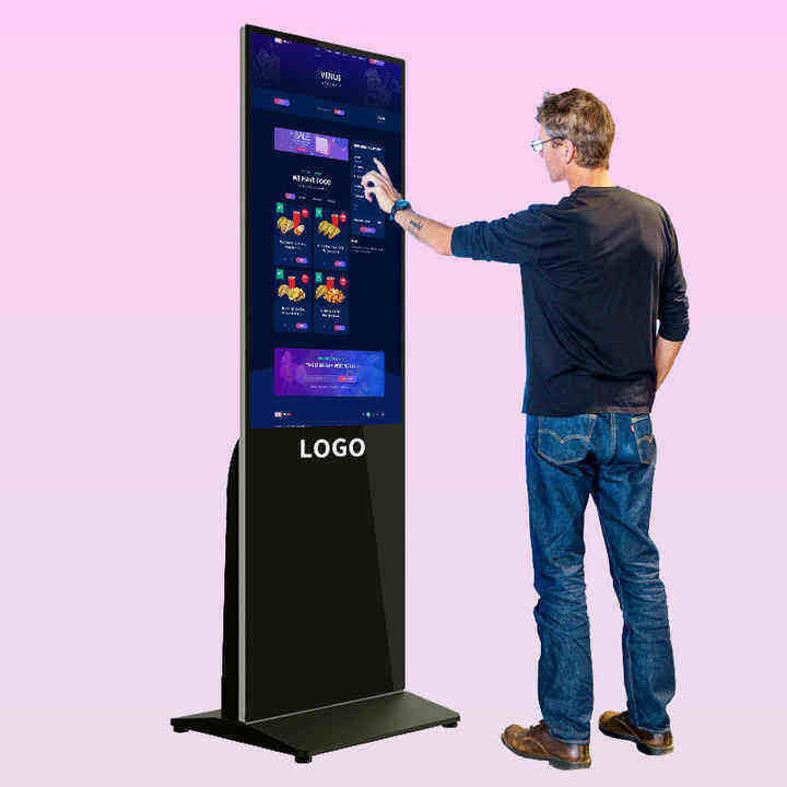 Kiosco de máquinas publicitarias de gran tamaño de 65 pulgadas de alta definición con pantalla táctil 4K