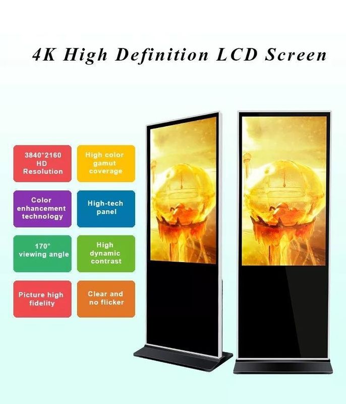 Reproductor de publicidad LCD de 55 pulgadas con diseño de pie en el piso y señalización digital