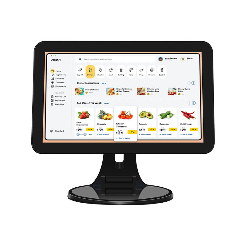 15.6 pulgadas de pantalla táctil de escritorio POS Terminal N2840 2 + 32 GB de caja registradora con escáner
