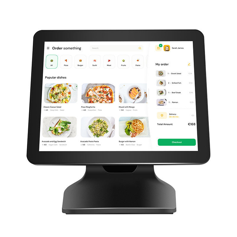 Restaurante de supermercado Sistema de caja registradora Win10 de 15,6 pulgadas con terminal POS de pantalla única y pantalla táctil capacitiva
