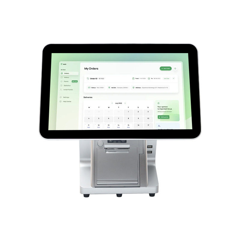 Monitor de sistema POS de doble pantalla de 15,6 pulgadas compatible con Win7/10 Android, monitor táctil IPS duradero para supermercados y restaurantes