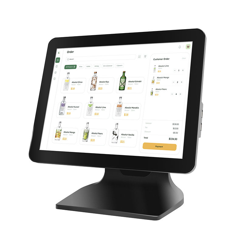 15.6 " 8 + 256GB Gran memoria POS caja registradora 1080P Win10 Máquina POS con pantalla táctil con pantalla del cliente