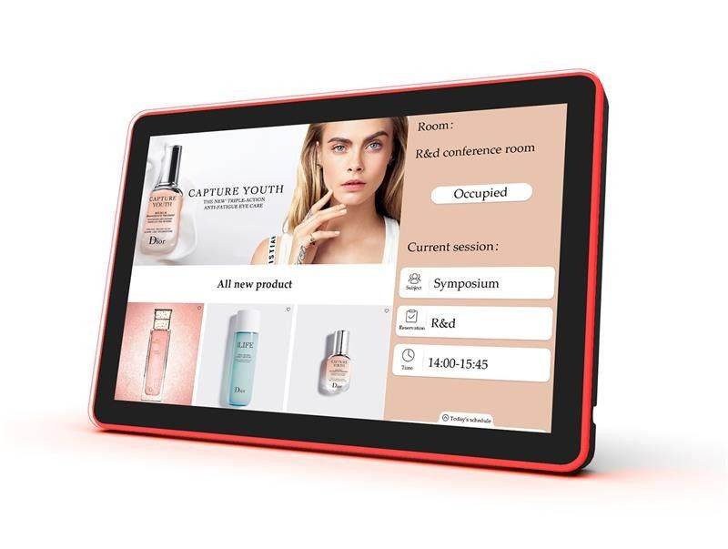 10.1 pulgadas RK3288 NFC POE Tableta de conferencias con pantalla táctil montada en la pared con barra de luz LED